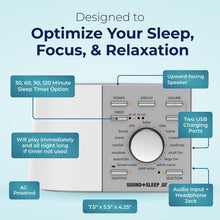 Load image into Gallery viewer, Compact White/Silver Noise Machine with Adaptive Sound Technology for Sleep Aid