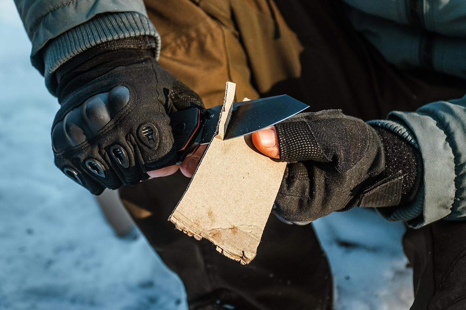 Versatile Black+Orange Tactical Pocket Knife with Gift Box - Perfect for Camping