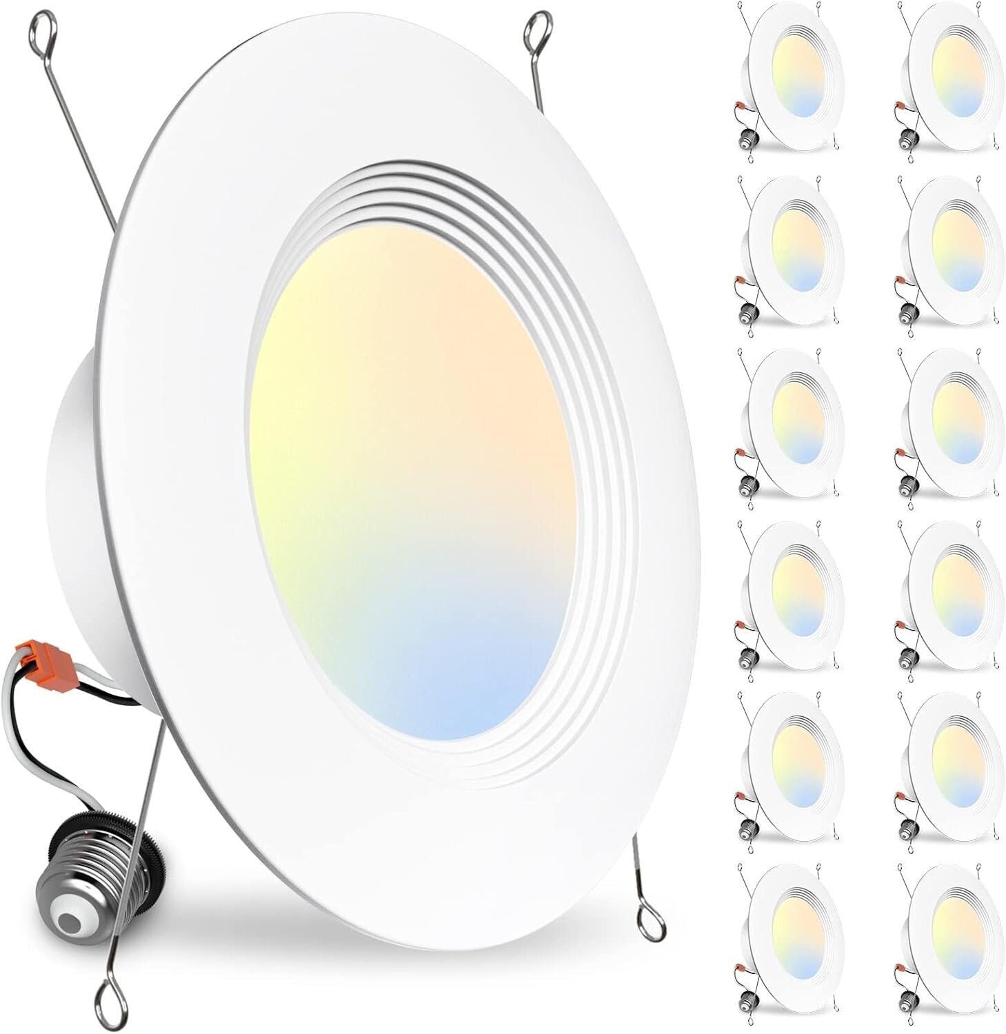 Versatile 12-Pack LED Recessed Light with Adjustable Color Temperature, Dimmable
