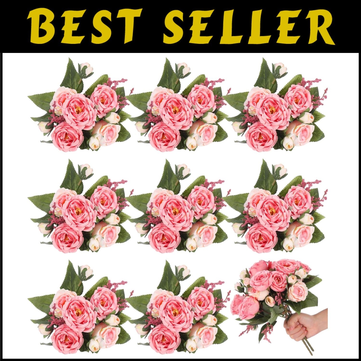 Lush 8 Bundles of Realistic Peonies - Enhance Any Spring Decor Effortlessly