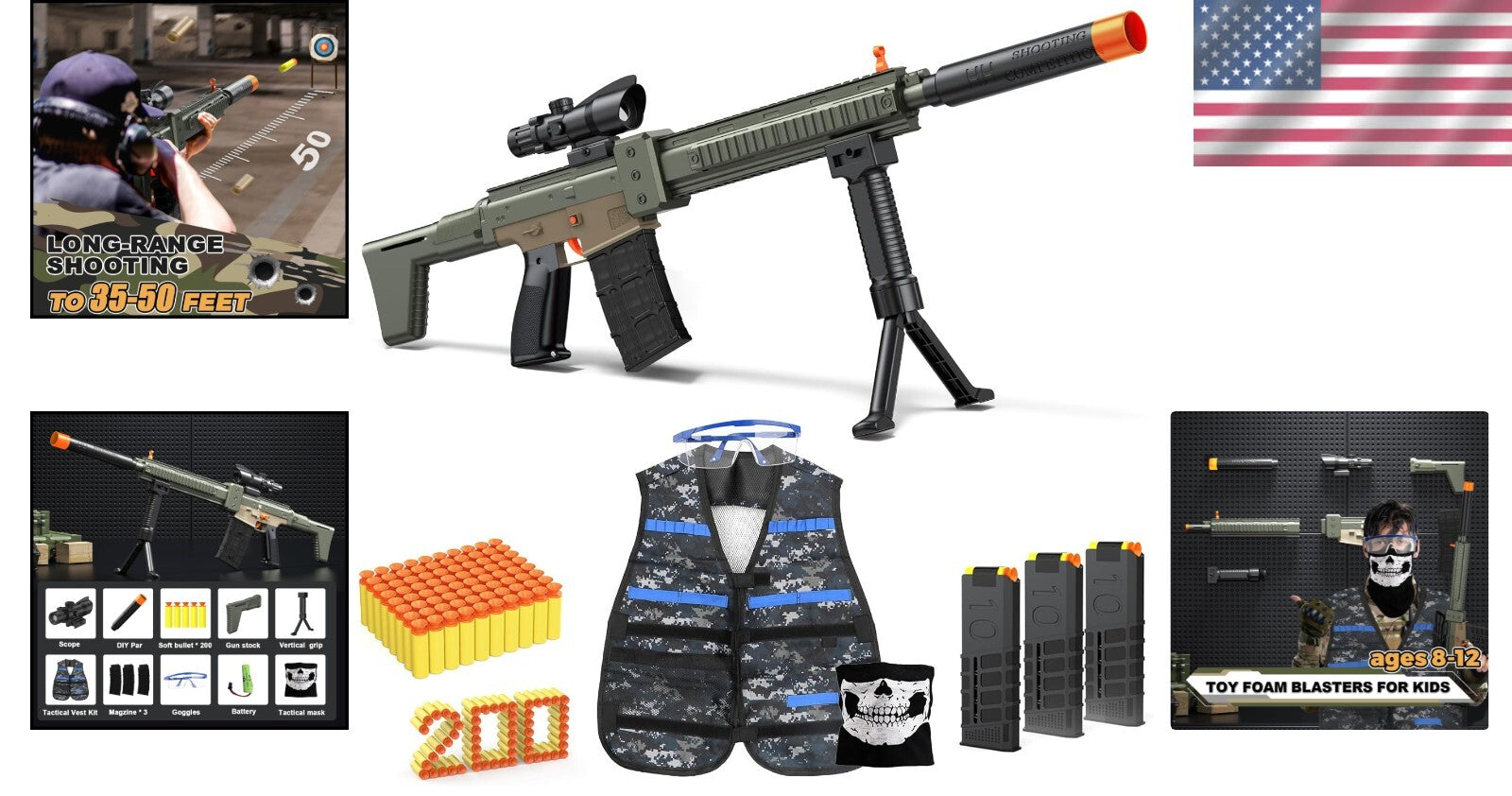Tactical Sniper Toy Gun with Ergonomic Design for Safe Outdoor Play - Age 8-12