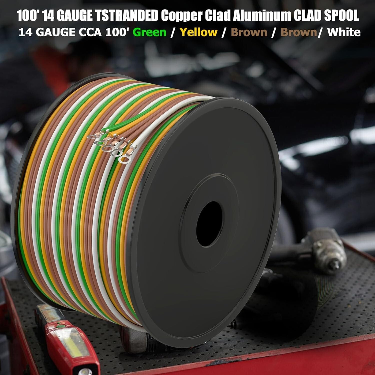 100Ft 14AWG Color-Coded 5-Way Trailer Wiring Harness for Safe Connections