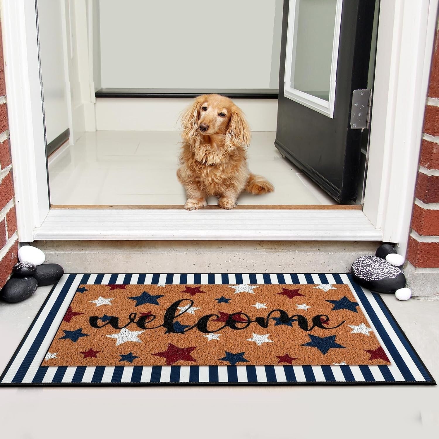 2 Pcs Patriotic 4th of July Non-Slip Welcome Doormat Set for Stylish Entrances