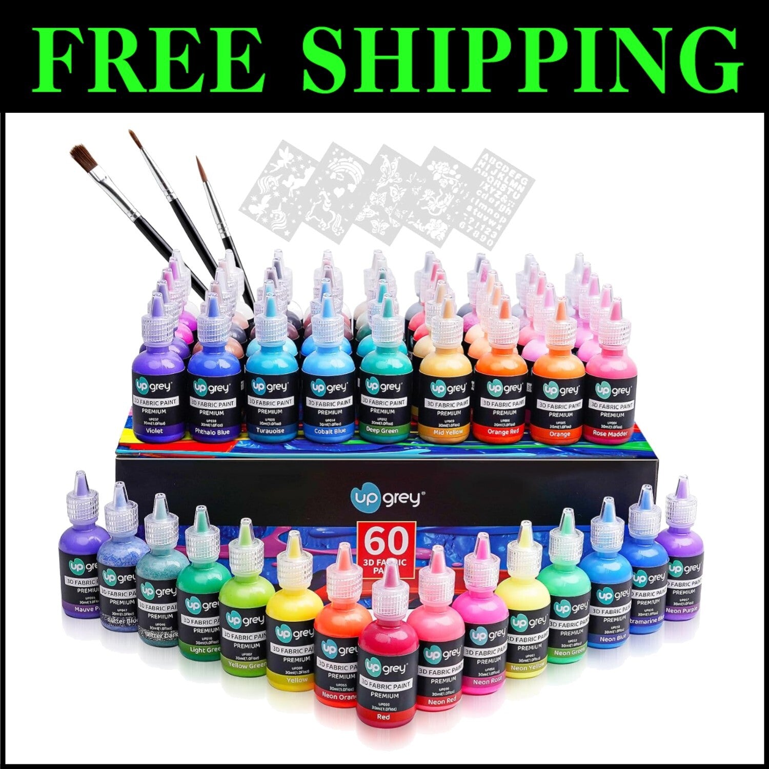 60 Shades of Non-Toxic Fabric Paint - 3D Texture, Easy Application, All Projects