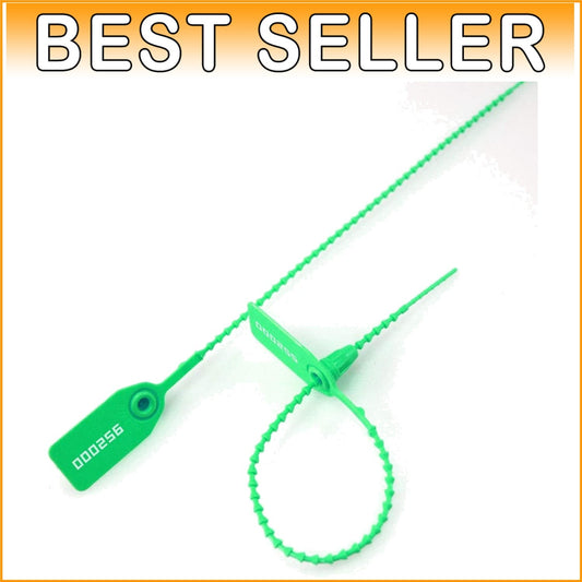 Durable Green Plastic Tamper Evident Tags - Zip Ties with Customizable Numbers