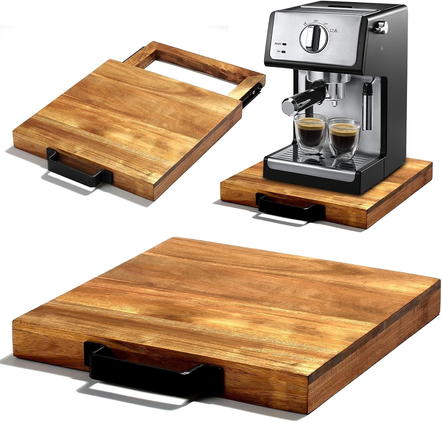 Effortless Acacia Wood Sliding Tray: Organize Your Kitchen Countertop Like a Pro