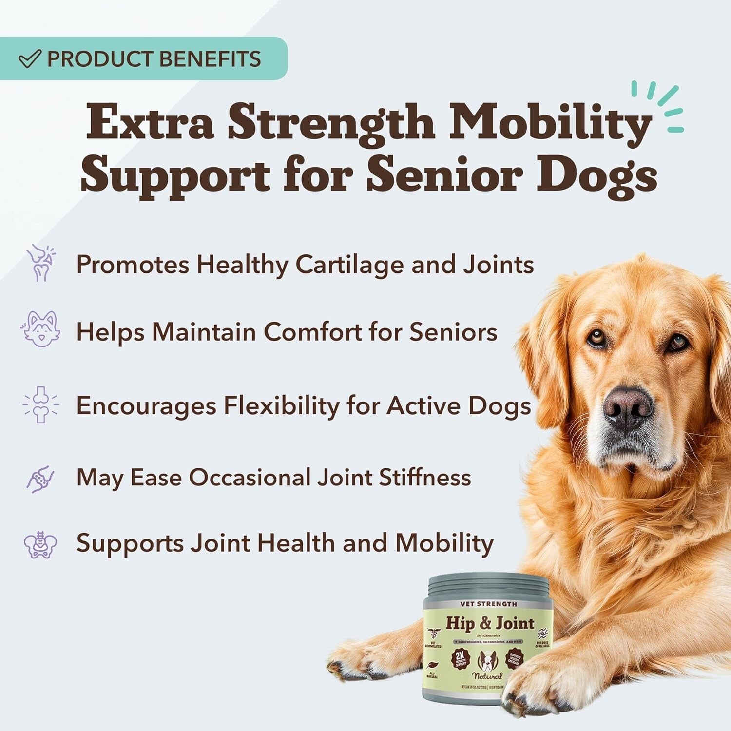 Vet-Approved Joint & Hip Chews - 90ct Glucosamine & Mobility Support for Dogs