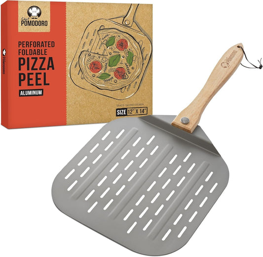 Compact 12x14 Inch Aluminum Pizza Peel with Ergonomic Handle - Ideal for Bakers