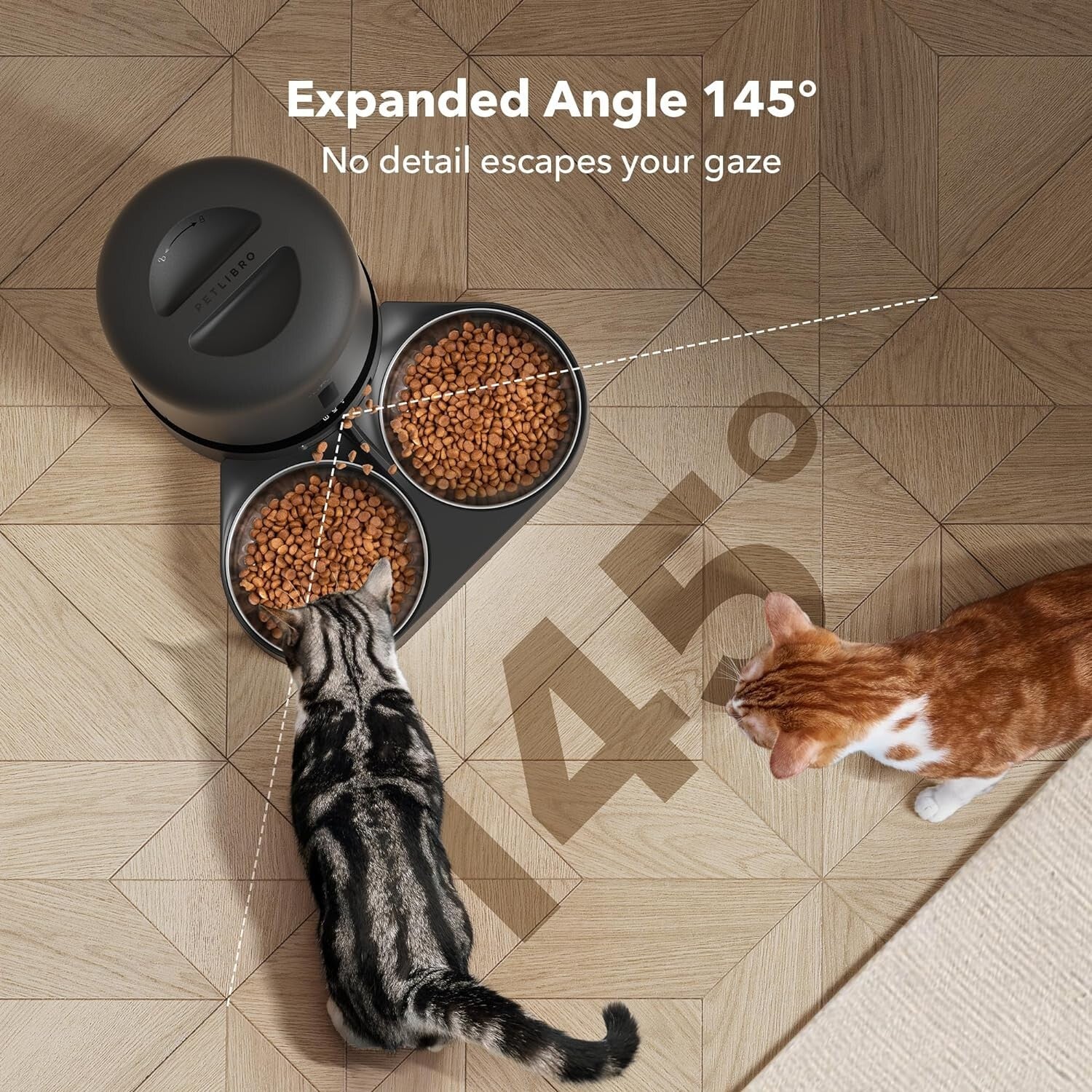Stylish Automatic Pet Feeder with 1080P Camera & Audio for Cats & Dogs - Black