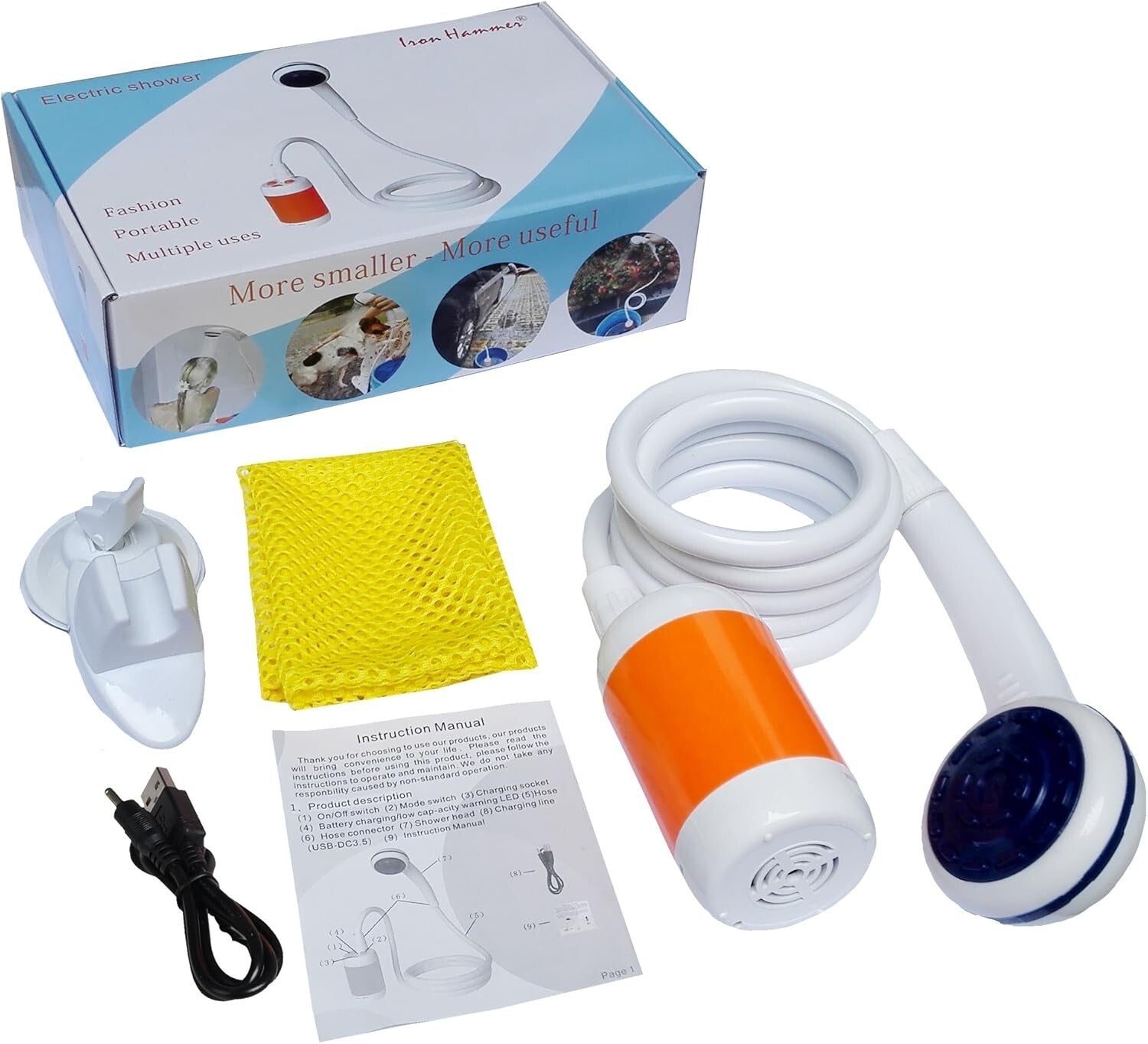 Versatile Electric Shower System with Rechargeable Battery for Pets & Camping