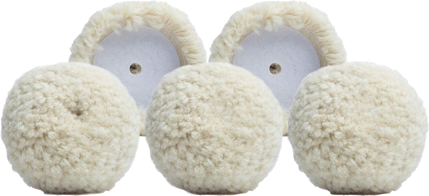 Premium 5-Pack Wool Buffing Pads, 3-inch - Professional Grade for Car Care