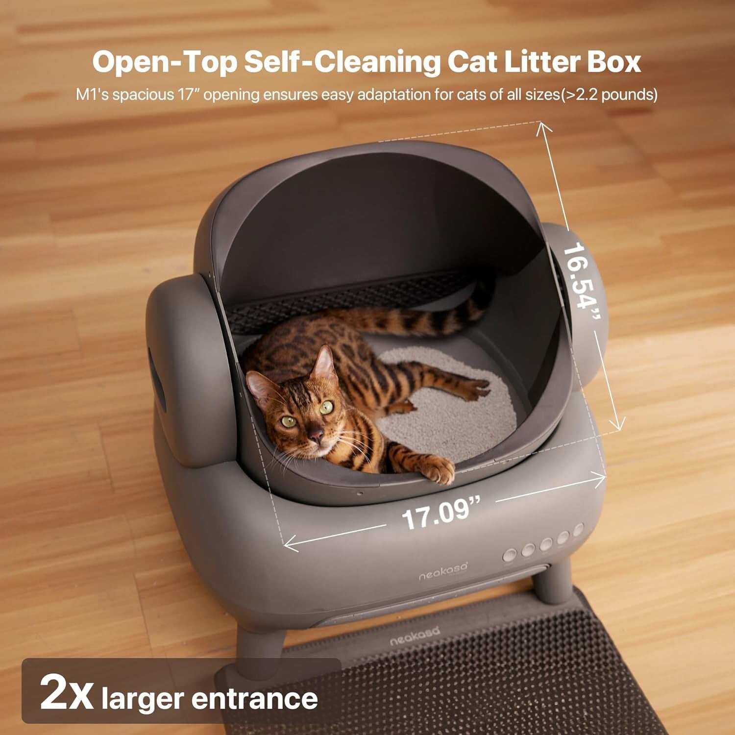 Open-Top Self-Cleaning Cat Litter Box with APP Control - Odor-Free Convenience