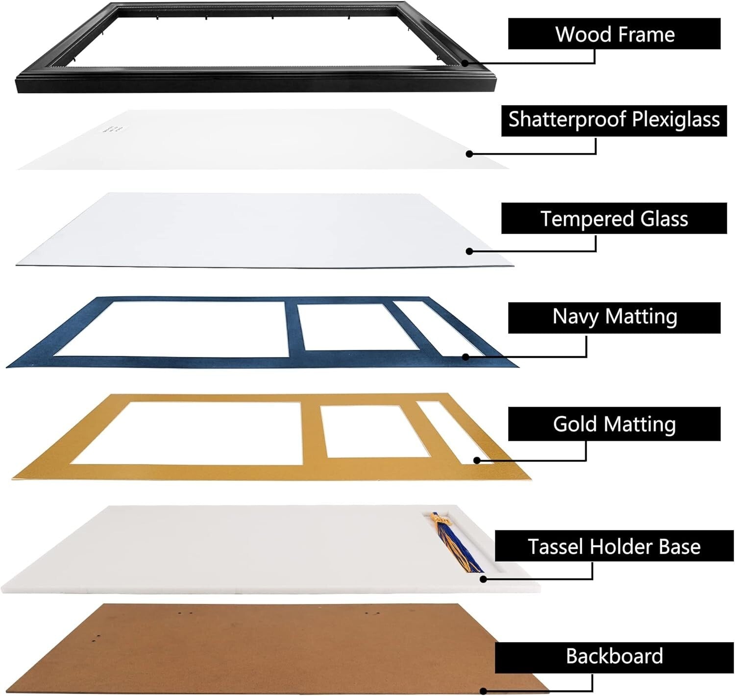 Stylish Diploma Frame with Tassel & 5x7 Photo Space - Perfect Graduation Gift