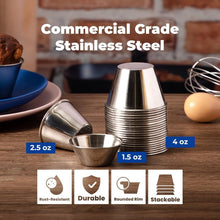 Load image into Gallery viewer, Commercial Grade 120 Count Stainless Steel Condiment Bowls - Multi-Purpose Use
