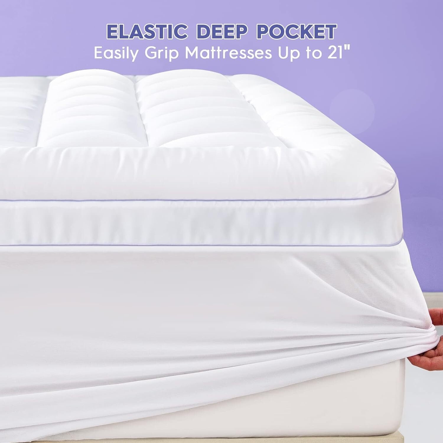 Queen Mattress Topper with Cooling Gel & Pillowtop - Ideal for Back Pain Relief