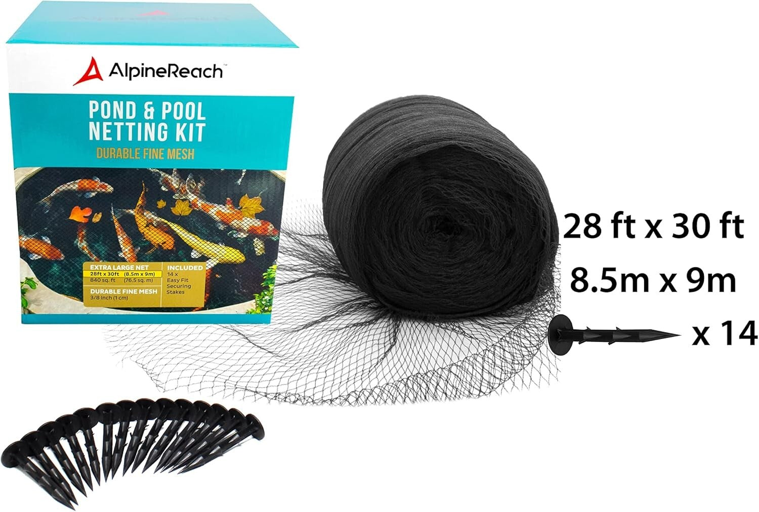 Premium Koi Pond Netting Kit 28x30 ft - Heavy Duty Mesh for Fish Protection