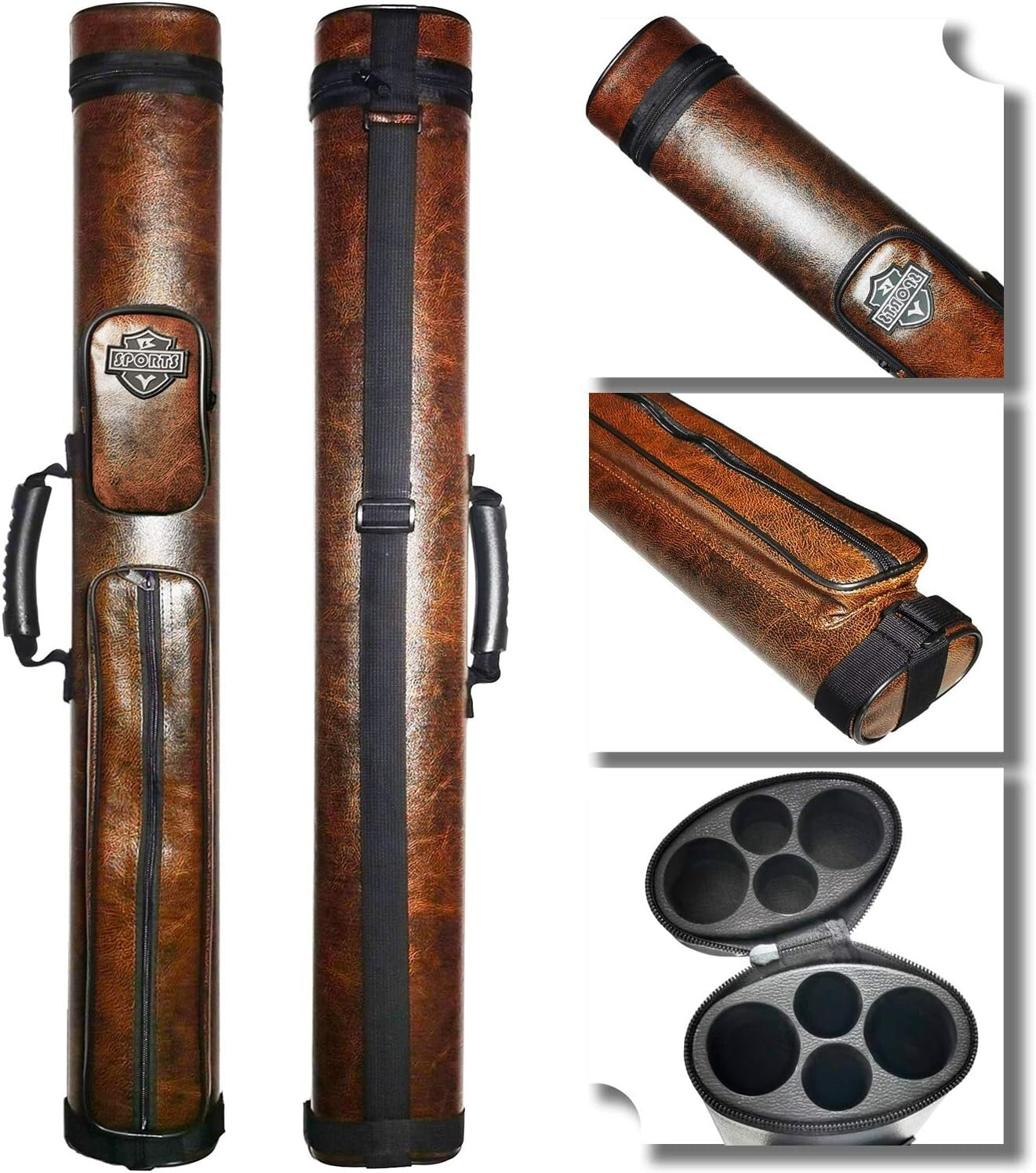 Lightweight Adjustable Billiard Cue Carrying Case for 2 Cues - Stylish Storage