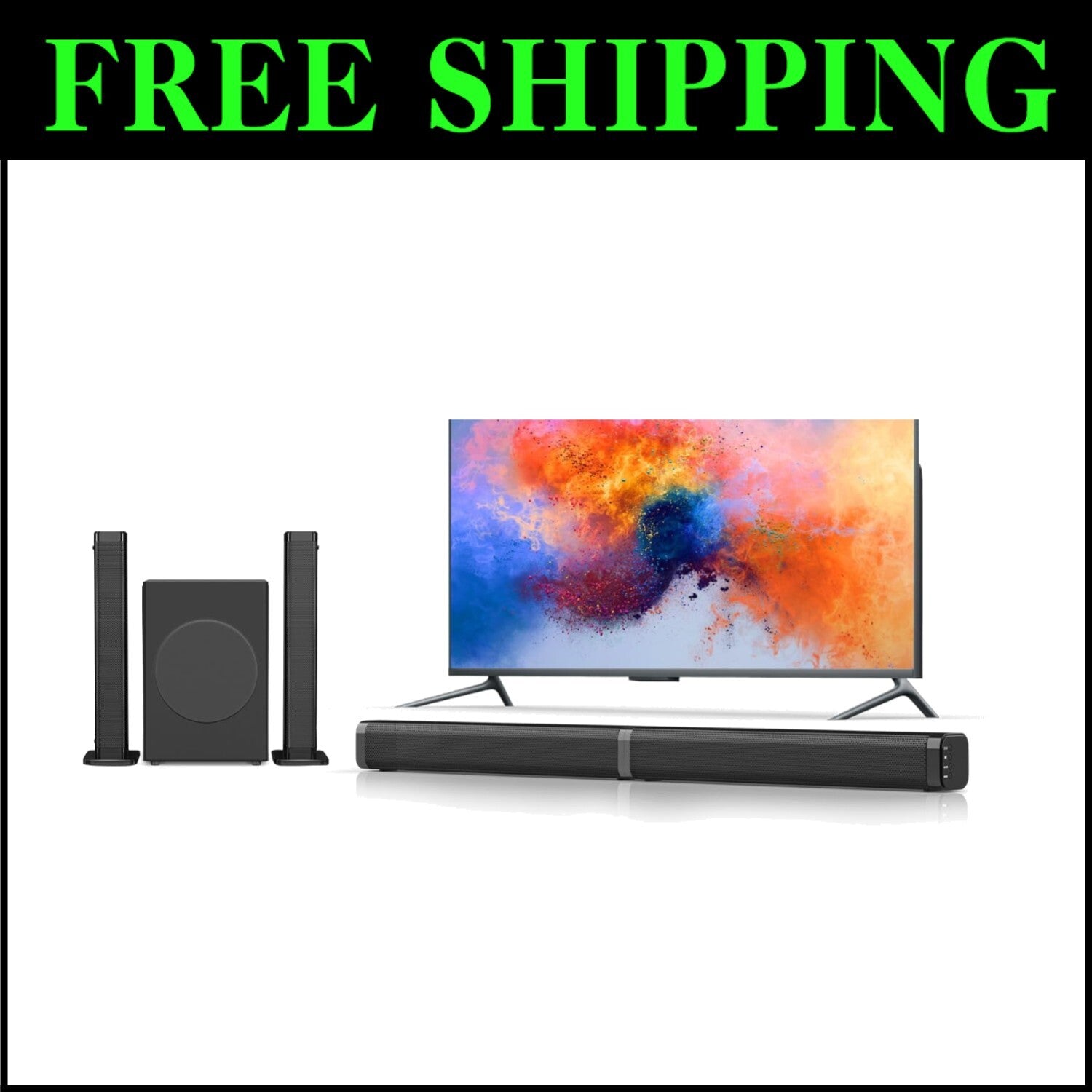 Bluetooth 5.0 Surround Sound Bar with Subwoofer – 10 EQ Modes & Remote Control