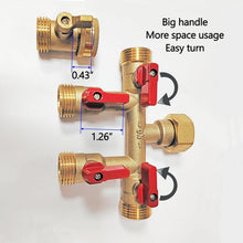Load image into Gallery viewer, Heavy Weight Brass Hose Splitter – 4 Way Connector for Efficient Garden Watering