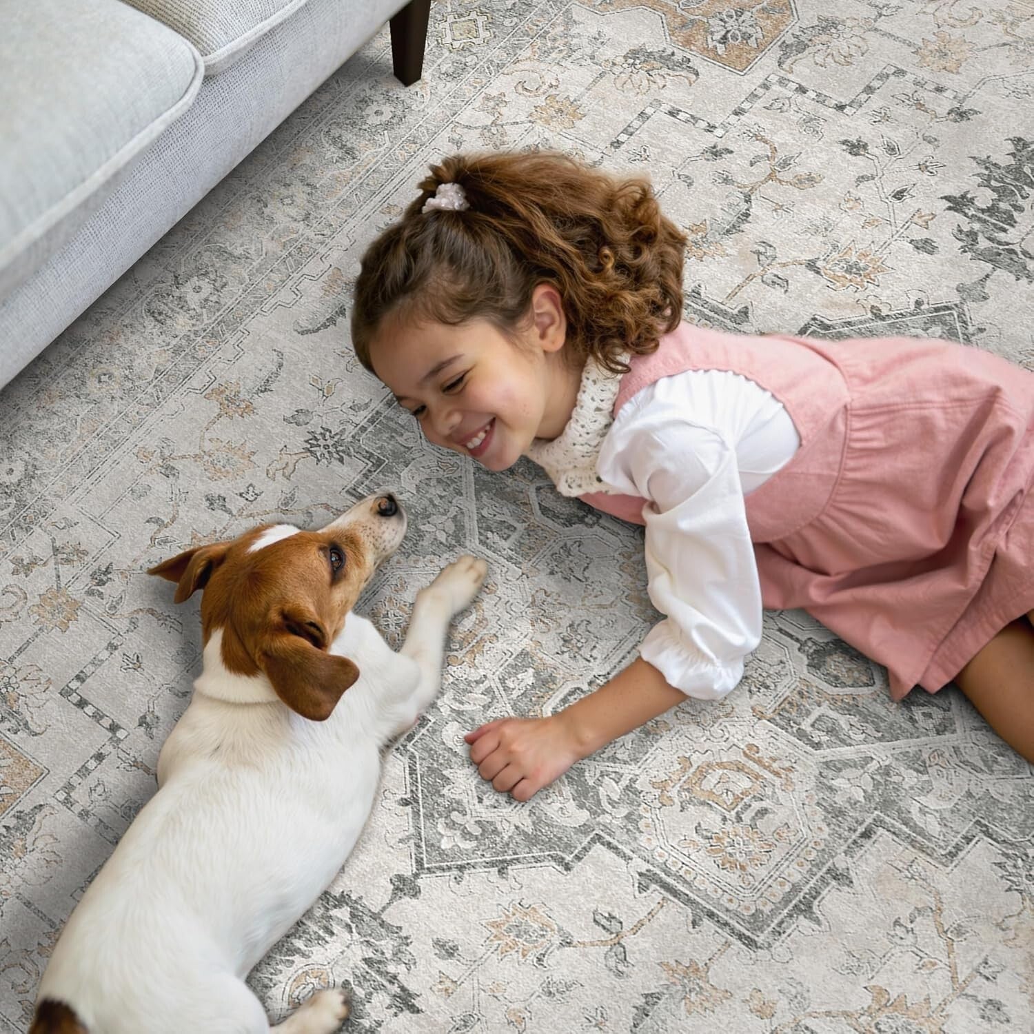 Elegant 8x10 Area Rug - Non-Slip, Stain Resistant, Machine Washable for Home Use