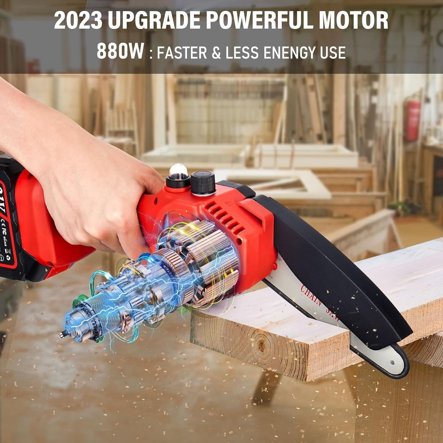 Versatile 6-Inch Mini Chainsaw with Safety Features & 2 All-Day Batteries