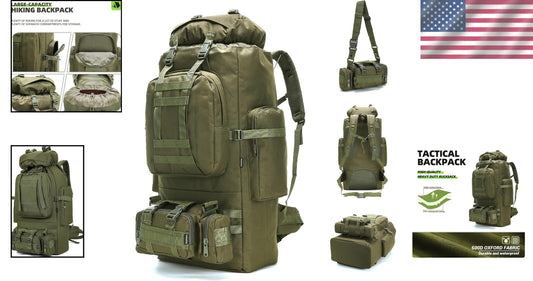100L Military Tactical Molle Backpack - Waterproof Hiking Daypack for Outdoors