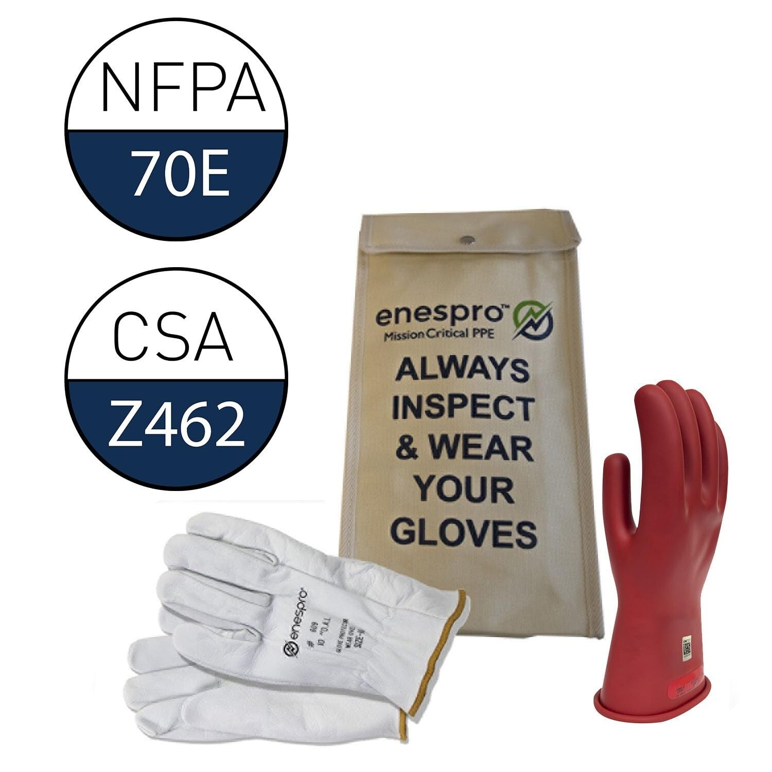 Premium Class 0 Insulating Gloves with Leather Protectors - Arc Flash Rated