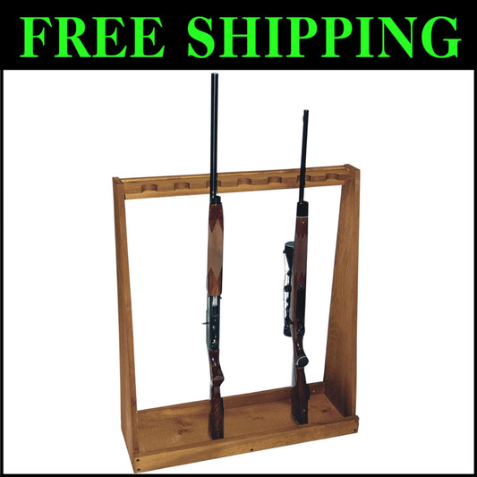 Handcrafted Wooden Gun Display Rack for 7 Long Rifles & Shotguns - Unassembled