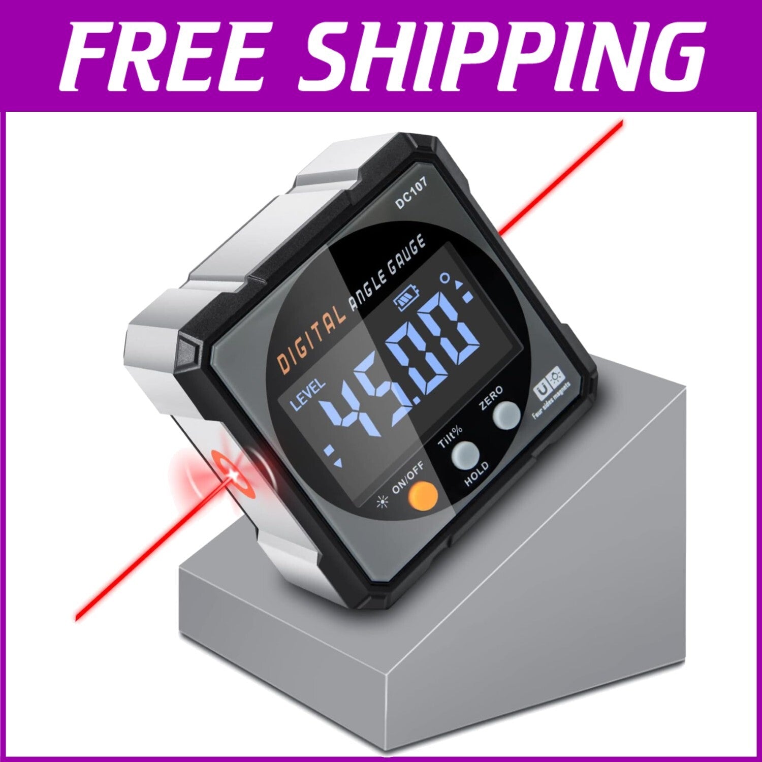 Portable Magnetic Angle Measuring Tool with Backlight - Ideal for Woodworking