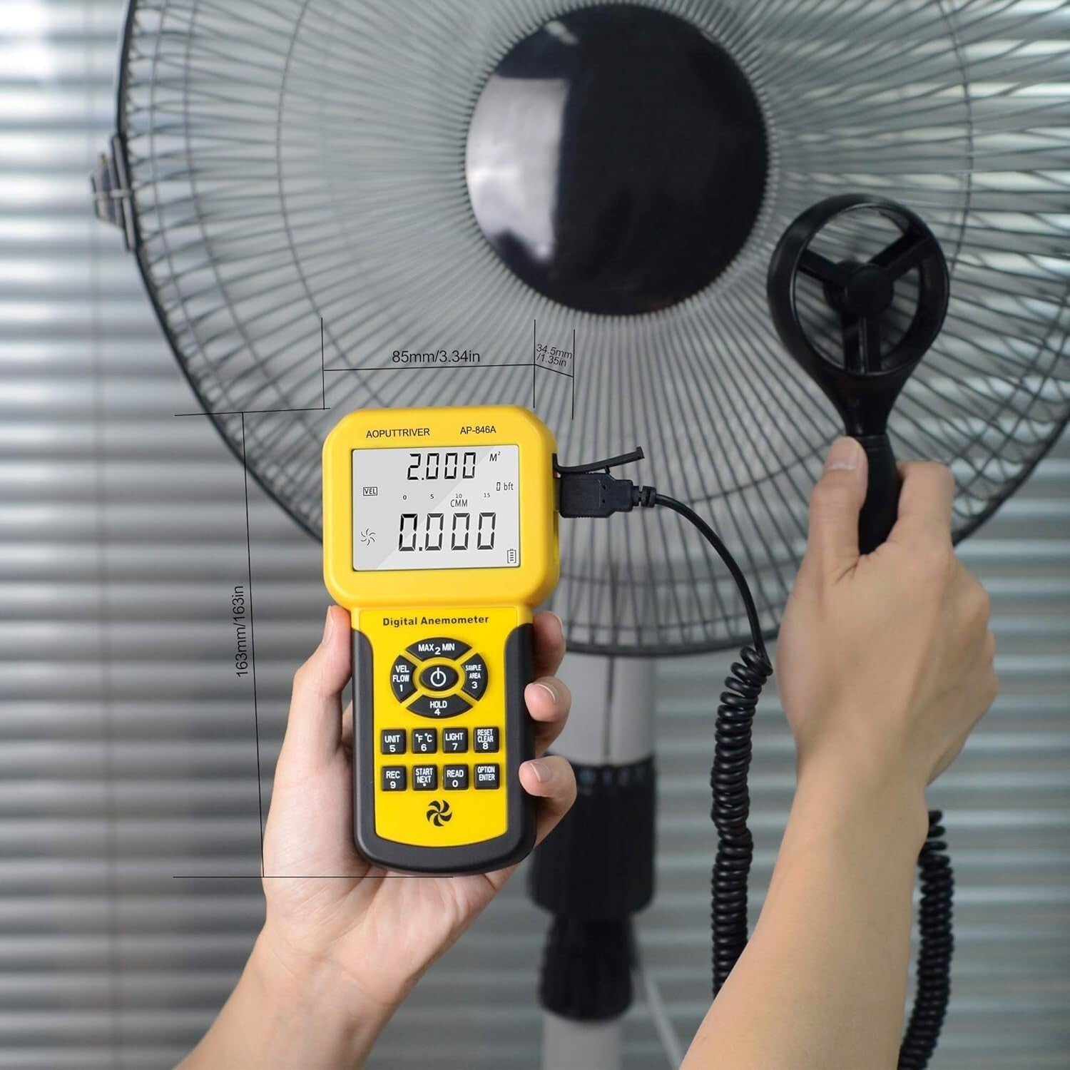 Compact Wind Speed Meter with Backlight - Multi-Function for HVAC Professionals