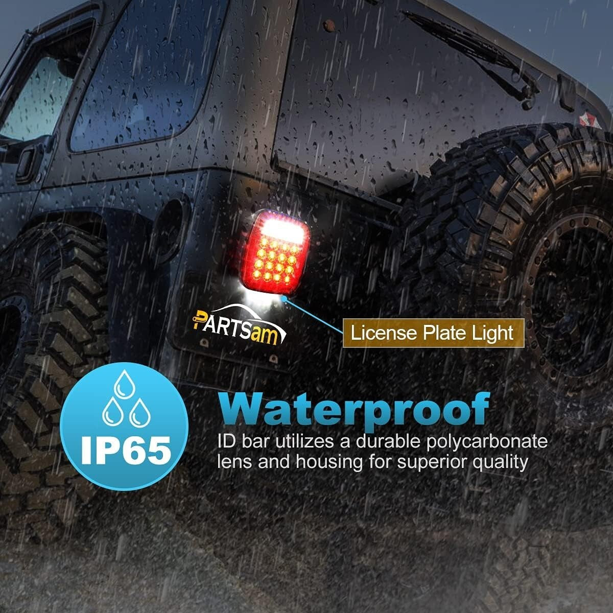 38 LED Universal Tail Light Set for Wrangler & 12V Vehicles - Waterproof Combo