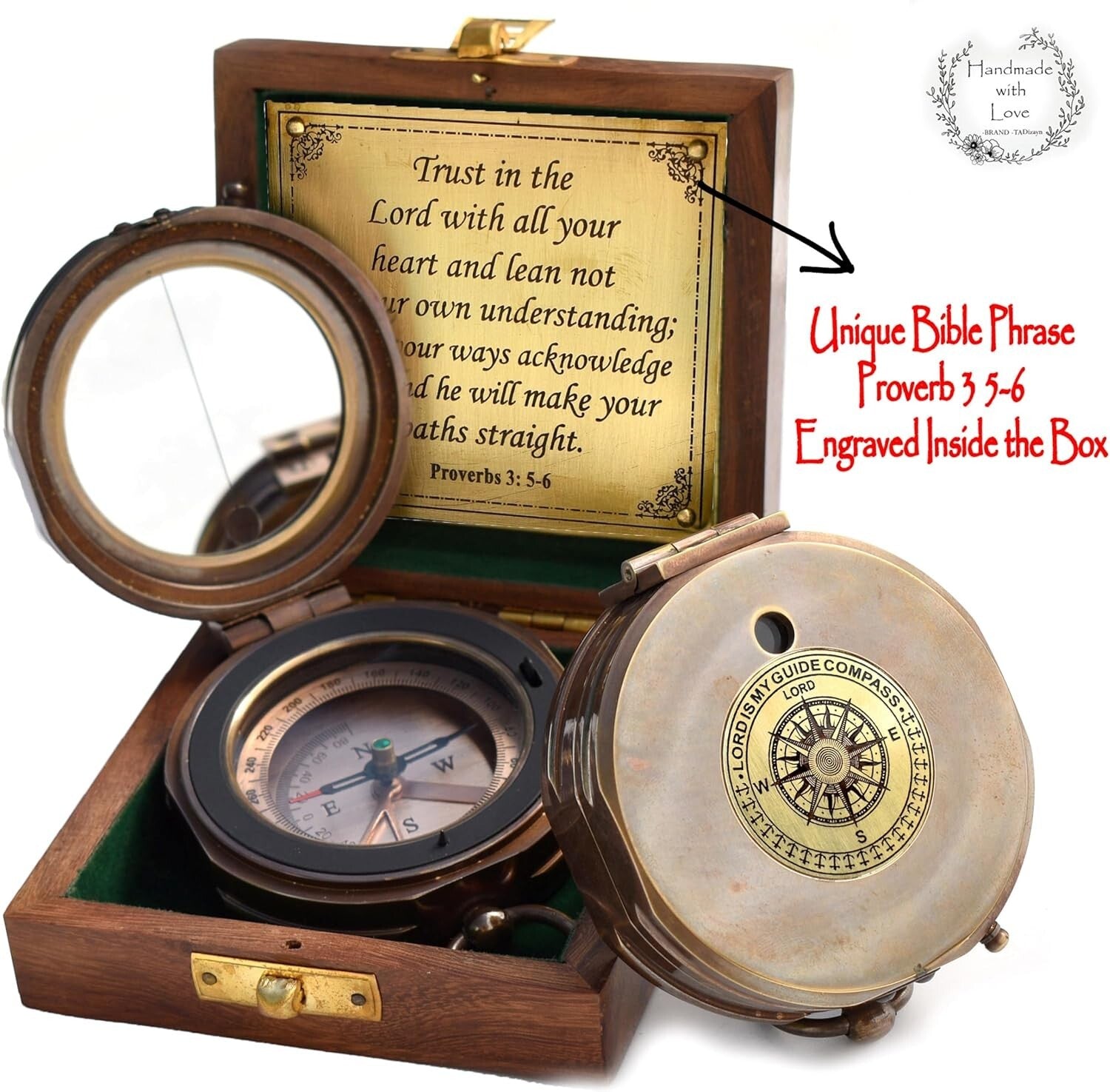 High-Quality Engraved Compass with Box - Ideal for Graduations & Baptisms