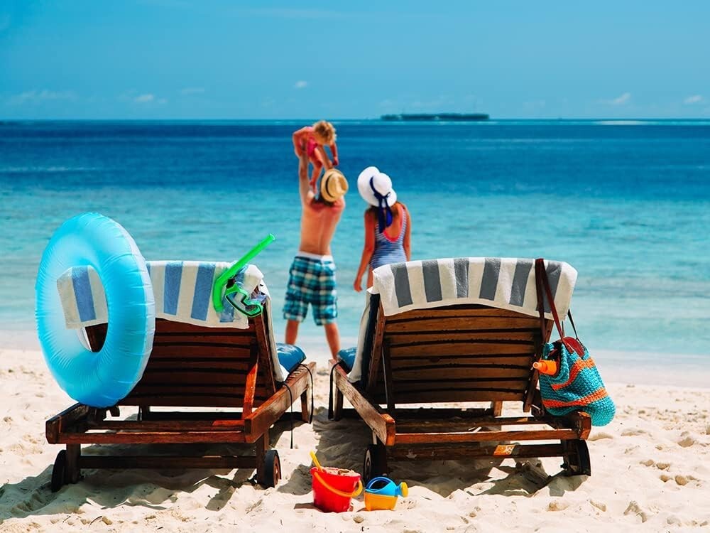 Thick Stripe Luxury Cotton Towels 4-Pack – Light Blue Pool Essentials, 30x60