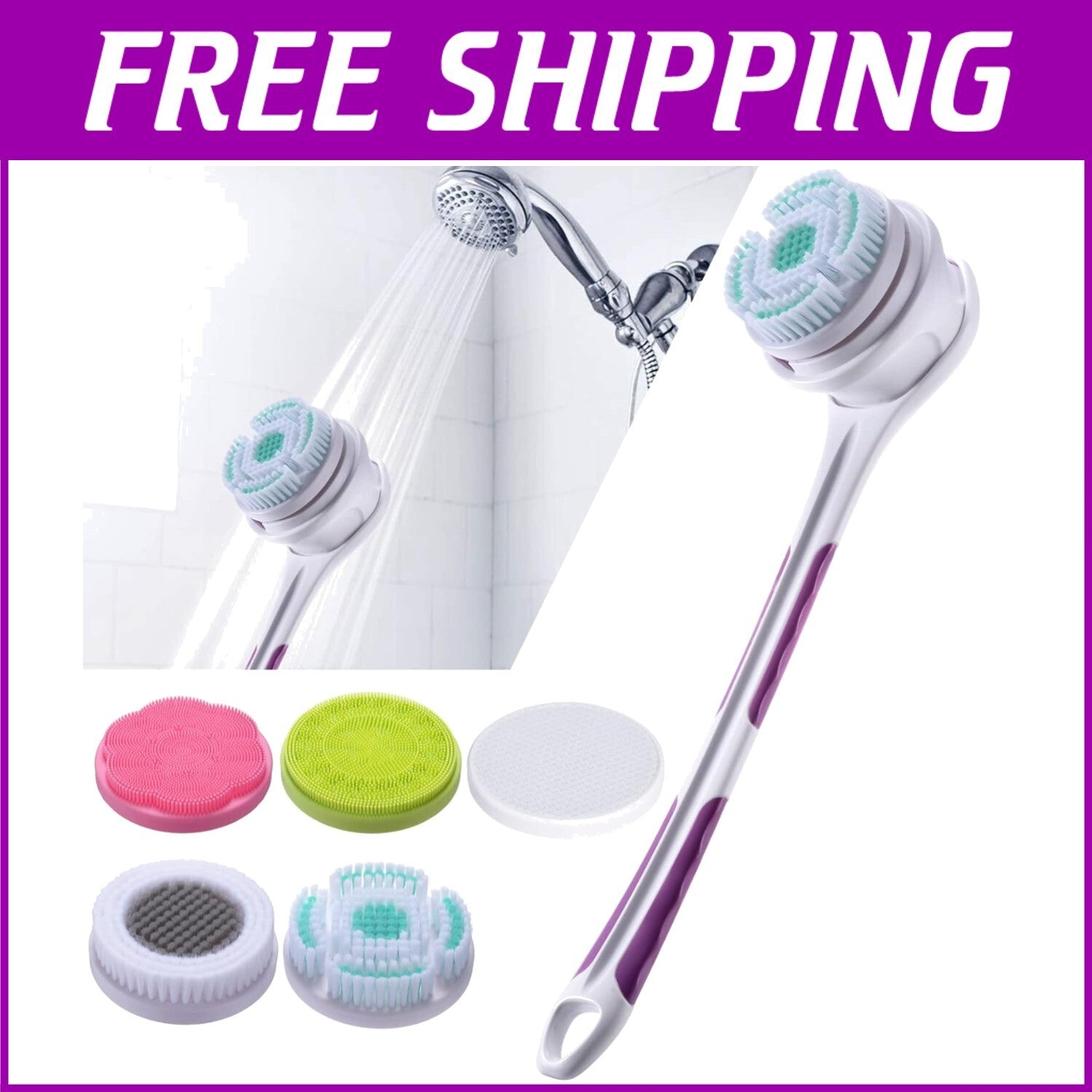 Electric Shower Brush with Long Handle: 5 Speed Modes for Customized Skin Care