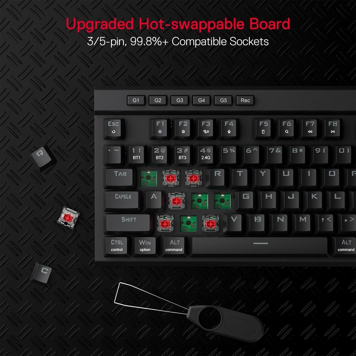 104 Keys Mechanical Gaming Keyboard - Ergonomic Wireless RGB with Media Controls