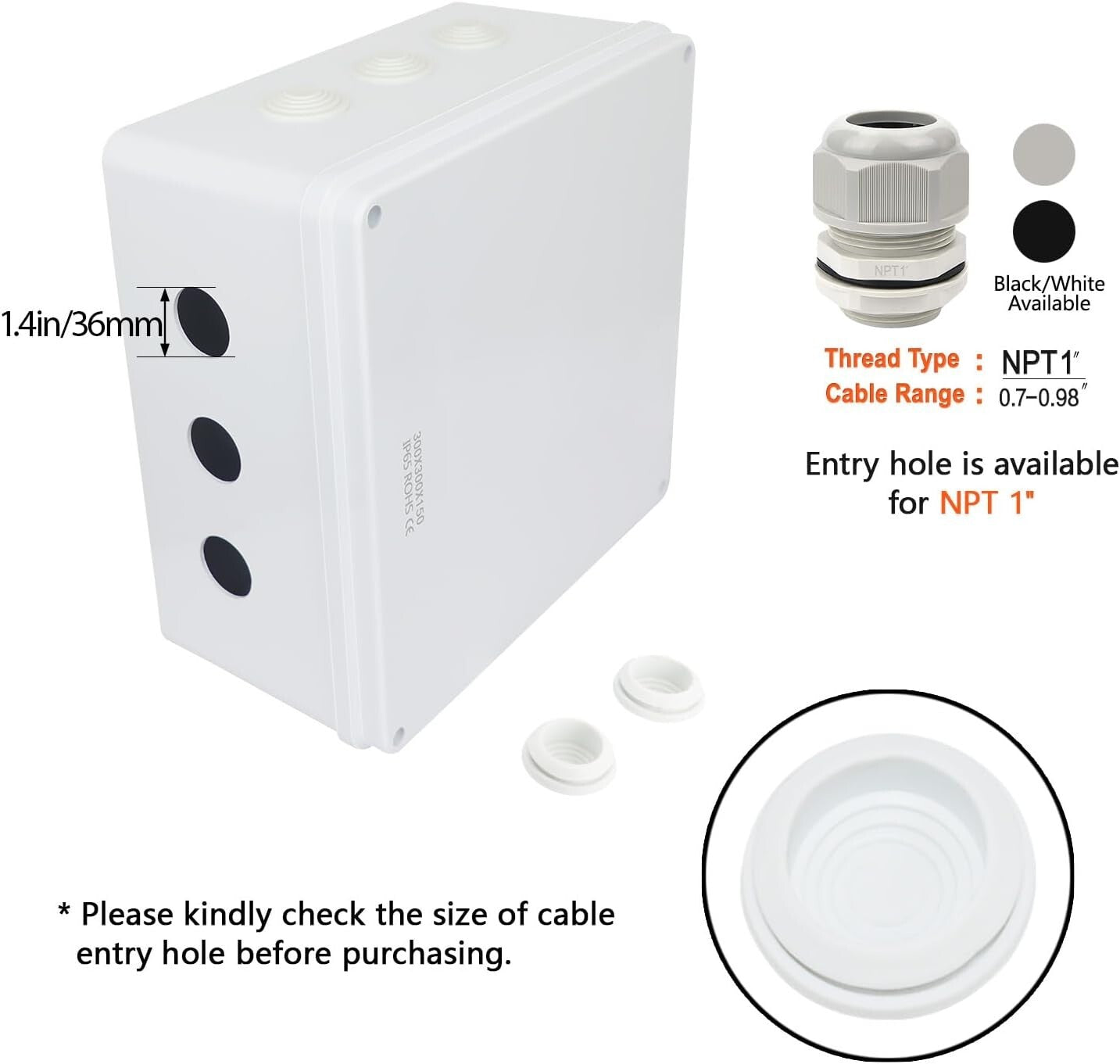 Electrical Junction Box with IP65 Rating - Compact 11.8" x 11.8" for Any Project