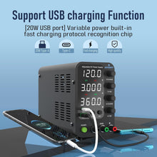 Load image into Gallery viewer, Portable 0-120V 0-3A DC Power Supply with Dual USB Ports &amp; Output ON/OFF Switch