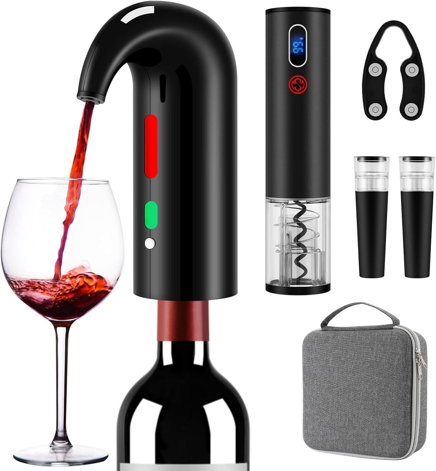 Elegant Wine Opener Gift Set with Aerator & Decanter - Rechargeable & Automatic
