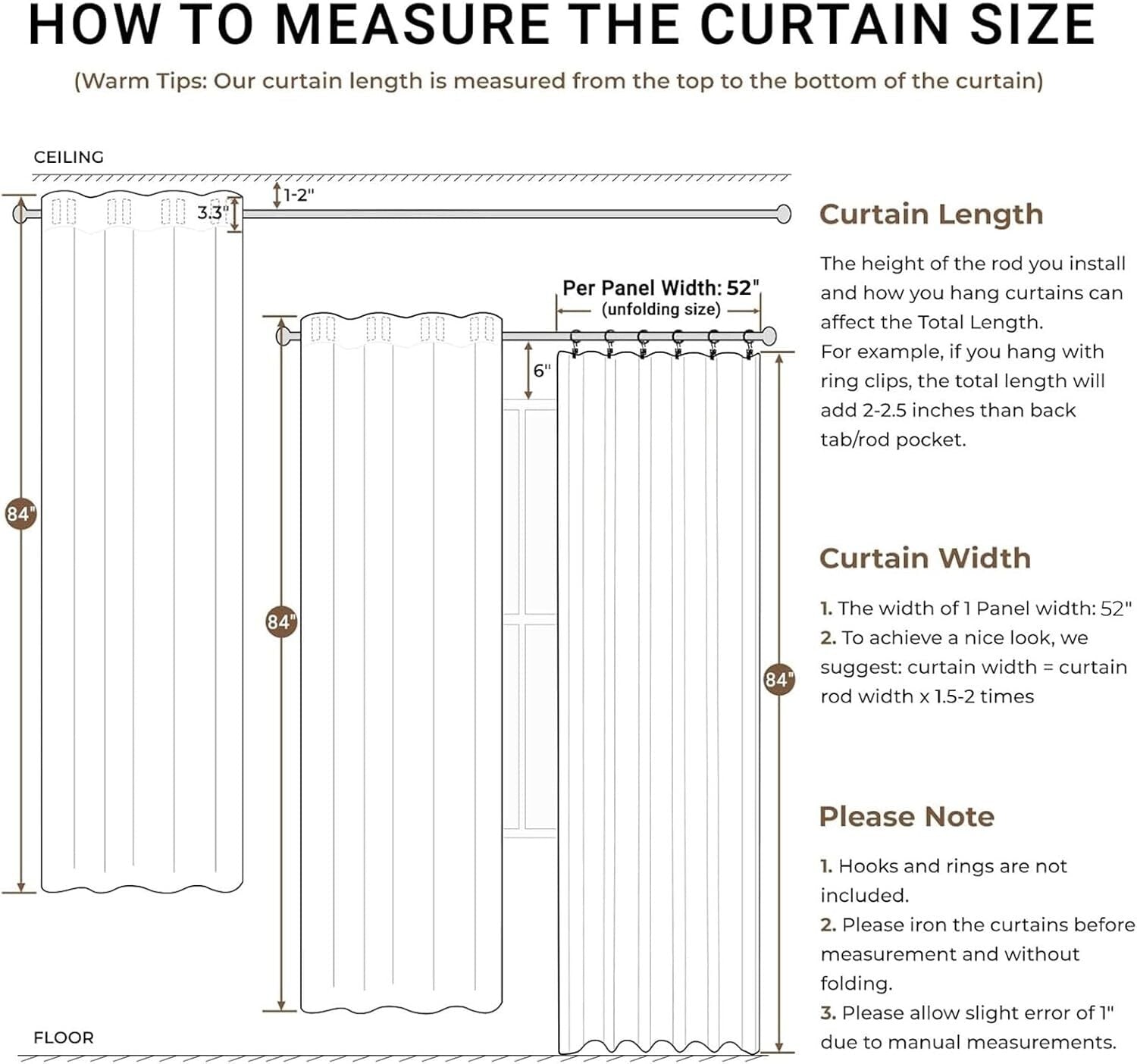 Elegant 100% Blackout Thermal Curtains for Bedroom & Living Room - Buttercream