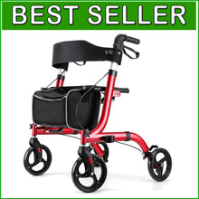 Load image into Gallery viewer, Lightweight Aluminum Rollator Walker for Seniors with Seat &amp; 8" Wheels - Red