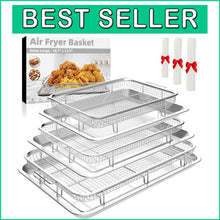 Load image into Gallery viewer, Value-Packed 9-Piece Stainless Steel Air Fryer Basket Set with Parchment Papers