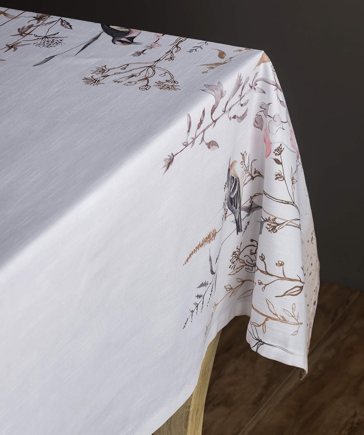 Versatile Cotton Tablecloth 60" x 108" - Textured Design in Brown Florals