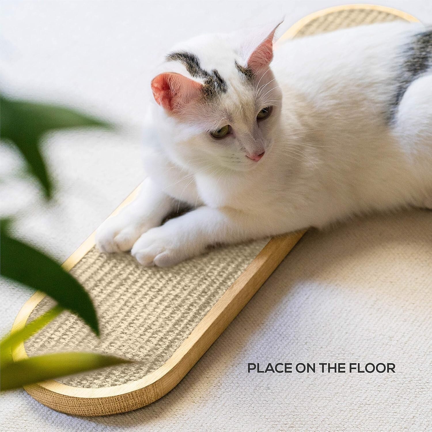 Sturdy Modern Cat Scratcher - Adjustable Height for All Breeds - Cream Color