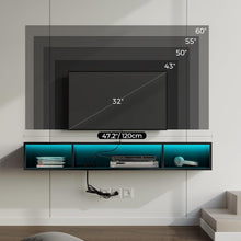 Load image into Gallery viewer, Glossy Black TV Stand with 3 Shelves &amp; LED Lights for Modern Living Spaces