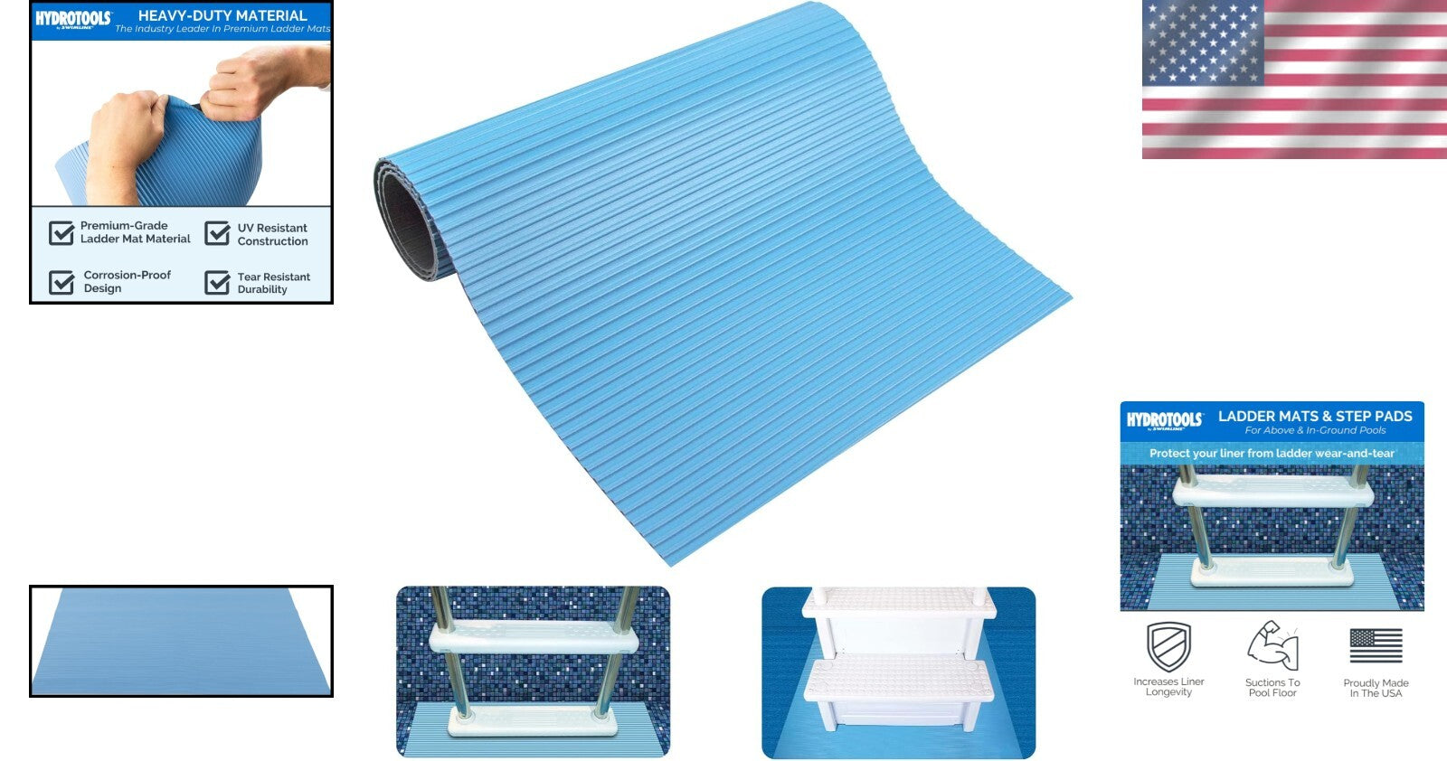 Versatile 36" x 36" Anti-Slip Pool Step Mat | Durable Protection for Ladders