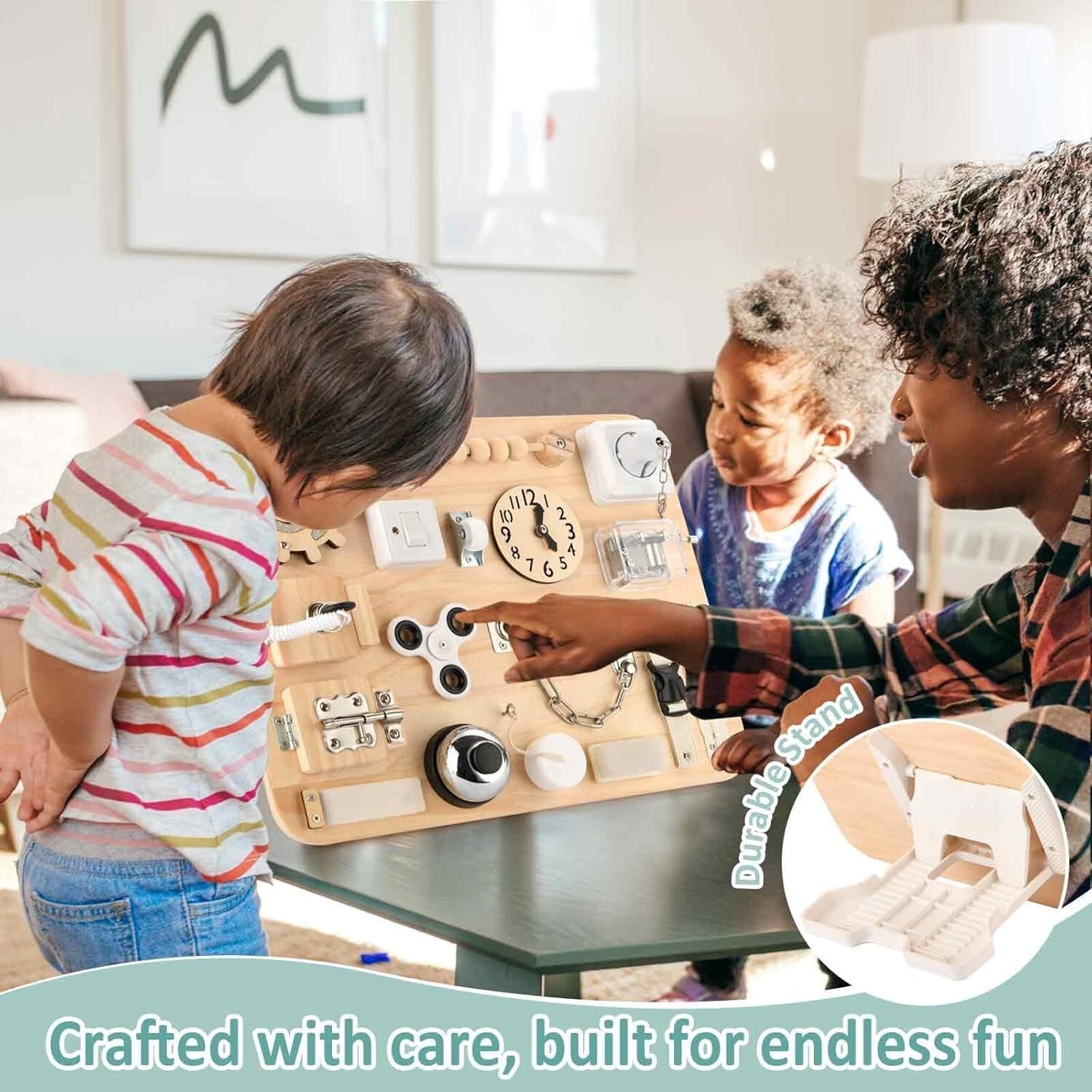 Montessori 18-in-1 Busy Board - Safe Wooden Sensory Toy for Toddlers 1-4 Years