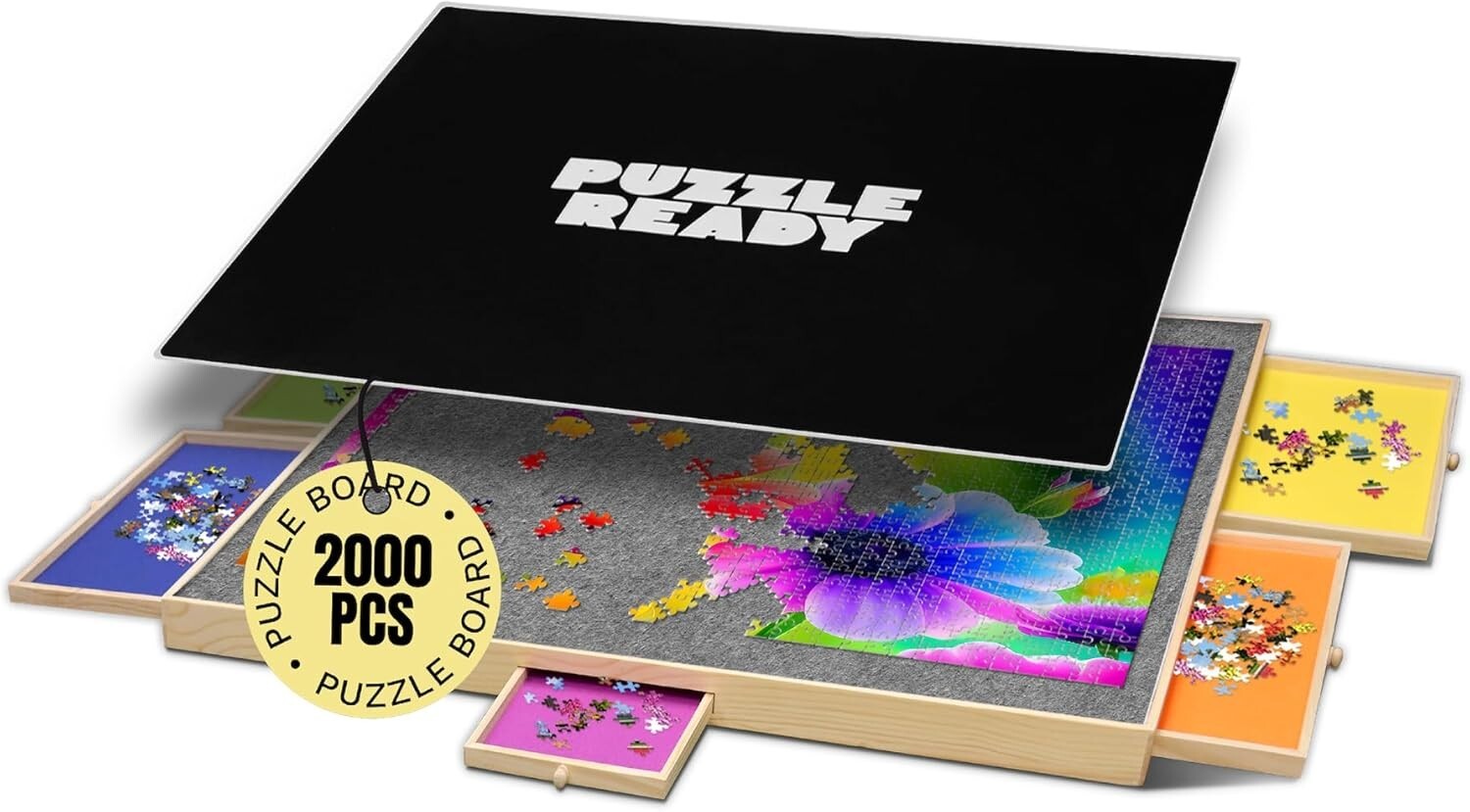 41" x 32" Jigsaw Puzzle Table with Removable Felt Mat - Ideal for Puzzle Lovers