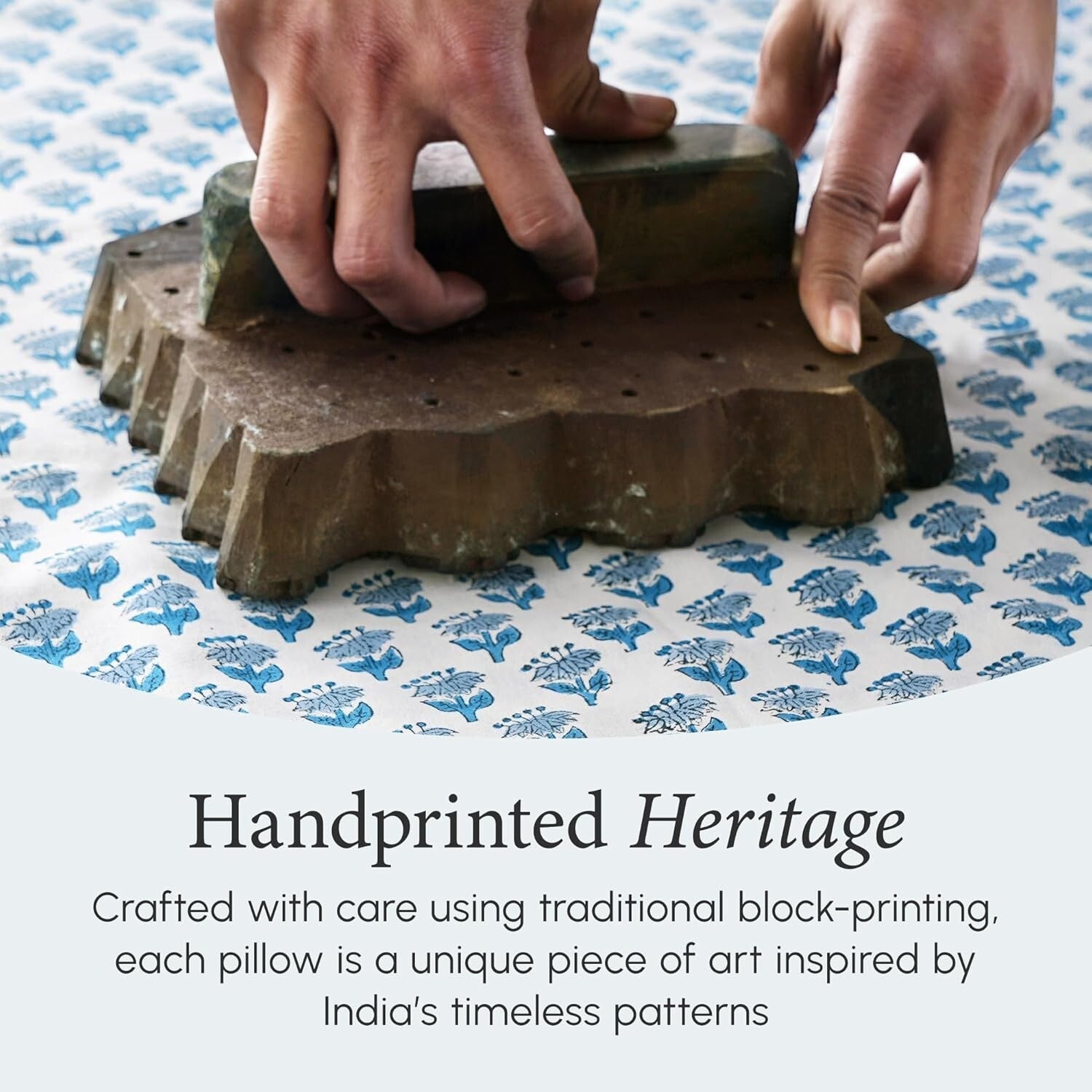 Handcrafted Apatite Blue Floral Throw Pillow Covers - Elegant Bohemian Style