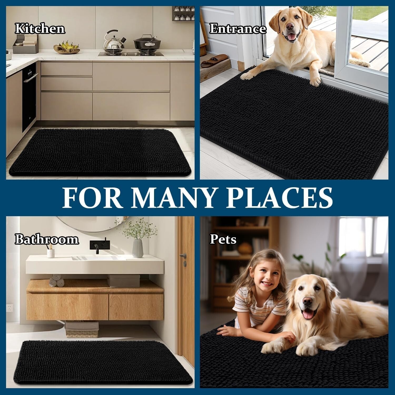 Versatile Absorbent Dog Mat 59x35 - Stylish Indoor Entryway Solution