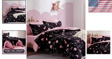 Load image into Gallery viewer, Cute Pink Galaxy Kids Twin Bedding Comforter Set - 5-Piece Ultra-Soft Collection